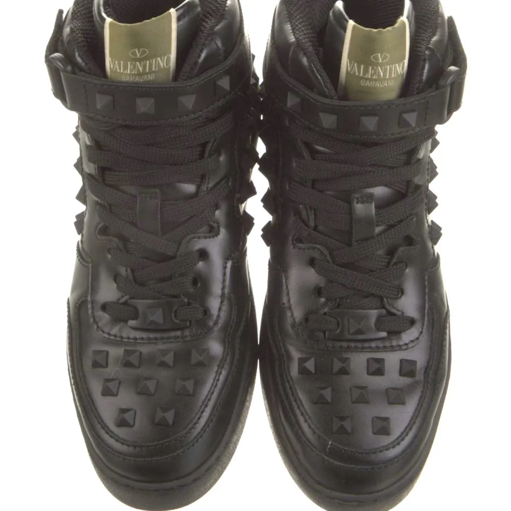 Valentino Rock Stud High Top Black Sneakers - Picture 7 of 9